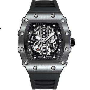 Montre-bracelet de luxe pour homme à quartz, bracelet en silicone lumineux, boîtier tonneau, montre de sport, d'affaires et de mode - Product Image 2