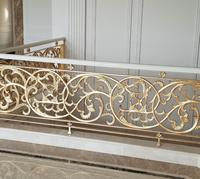 Rampe d'escalier en aluminium coulé, dorée, décorative, en métal, pour villa et hôtel de luxe, design personnalisé