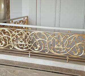 Rampe d'escalier en aluminium coulé, dorée, décorative, en métal, pour villa et hôtel de luxe, design personnalisé - Product Image 4