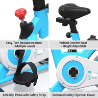 Vélo de spinning d'intérieur rose avec transmission par courroie double, résistance réglable, moniteur de calories LCD et guidon en mousse