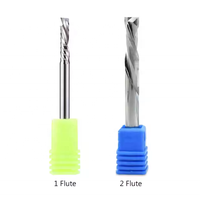 Fraise à compression à une dent en carbure HRC60, tige 1/8 1/4, fraise à spirale à compression haut-bas à une dent