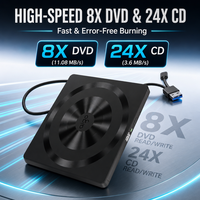 Lecteur de CD/DVD externe à livraison rapide, USB 2.0, ultra-plat, graveur DVD-RW pour ordinateur portable, PC, petit MOQ, en stock, prix bas