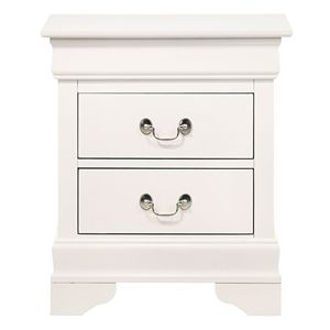 Elegant Traditional Nightstand In White Solid Wood With <b>2</b> <b>Drawers</b> For Apartments Bedroom Furniture - Product Image 3