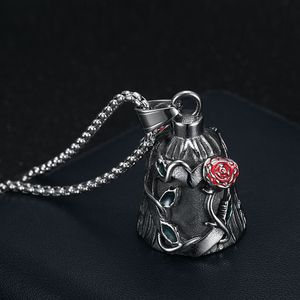 yunnique Retro Steel Bell Pendant Necklace With Rose Design <b>Titanium</b> Steel Gift Jewelry - Product Image 2