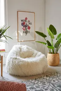 Экологичная мягкая белая длинная меховая сумка из искусственного меха, кресло, качающийся стул, диван для гостиной, сумка-фасоль, детский ленивый диван