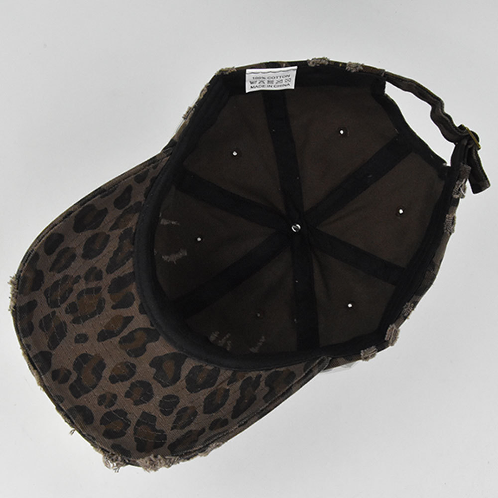 Boho Style Leopard Cap - Distressed Cheetah Print Hat display picture 1