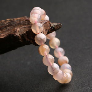 Natural Agate Stone <strong>Beads</strong> Smooth Round Mixed Charm Flower Gemstone <strong>Bracelet</strong> Sweet Cute Cherry Blossom <strong>Bracelet</strong> - Product Image 3
