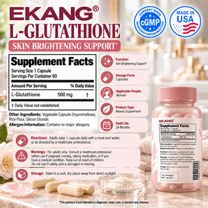 Suplemento Dietético de L-Glutatión Sin Sabor Hecho en EE. UU., Apoyo para la Piel, 60 Cápsulas - Product Image 2