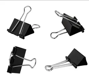 Black Binder Paper Clips for Office and Home Flat Metal Crafts Big Paper Clamps for Paper Organization