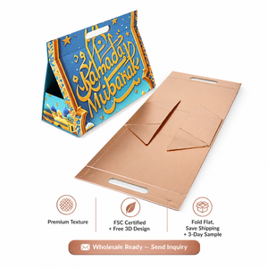 Wholesale Bespoke Avant-Garde Custom Triangle Handle Folding Box Fsc Certified Pyramid Shape Gift Bag With Die Cut Handle - Product Image 1