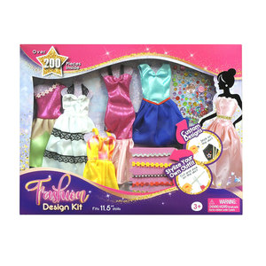 Fashion <b>Doll</b> Dress Set with 5 Sparkling Pink Gowns and Gem Stickers DIY Customization Kit for Girls Ages 8 to 13 Years - Product Image 3