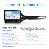 Radio Multimedia para Auto Navihua Actualizado de 15.6 Pulgadas con Carplay y Android, Navegación GPS Estéreo para Toyota Crown Kluger Highlander 2022-2025