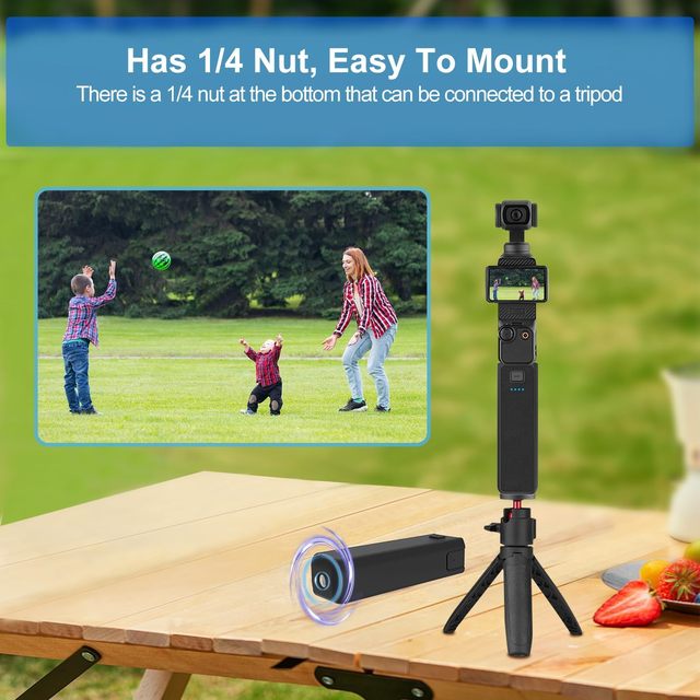Suptig 5000mAh Battery Handle for DJI Osmo Pocket 3 /4 Accessories Extended Power Bank Grip with 1/4 Thread for Long Shooting