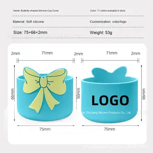 Diseño de <span class=keywords><strong>mariposa</strong></span> creativo, cubierta de silicona inferior de Copa, 7,5 cm de diámetro, barra Universal, vaso protector, bota, accesorio para beber - Product Image 3