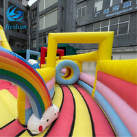Terrain de jeux gonflable de dessin animé Jungle thème d'amusement parcours d'obstacles gonflable enfants intérieur extérieur trampoline parc rond