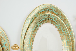 Nabor <span class=keywords><strong>new</strong></span> <span class=keywords><strong>bone</strong></span> <span class=keywords><strong>china</strong></span> 50 pezzi in rilievo oro cena set di stoviglie reali stoviglie di lusso - Product Image 5