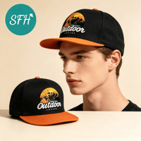 Gorra Snapback Casual con Bordado Personalizado de Dos Tonos, Diseño Gráfico de Paisaje Montañoso para Exteriores