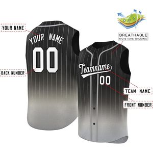 Camiseta de béisbol sin mangas personalizada, con nombre y número, con franjas degradadas, unisex, que absorbe la humedad - Product Image 2