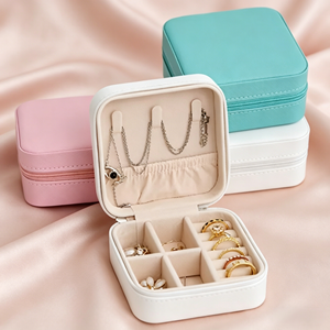 Portable PU Leather Jewelry <b>Box</b> <b>Small</b> Earring Organizer with Velvet Lining Lightweight Travel <b>Storage</b> Case for Rings Necklaces - Product Image 5