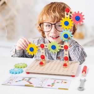 Boys Girls Christmas Birthday Gift Educational STEM Gear Construction <b>Toy</b> Wooden Toddler Kids <b>Tool</b> <b>Set</b> - Product Image 2