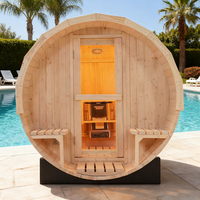 Sauna Exterior de Barril de Madera de Pino Blanco de Bajo Consumo Energético con Calentador de 6KW