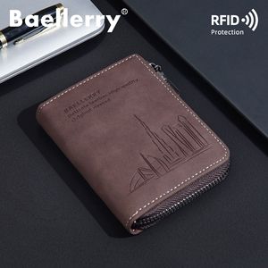 Portefeuille à fermeture éclair pour homme Baellerry, protection RFID, portefeuille en cuir, marron foncé, design simple, usage quotidien - Product Image 3