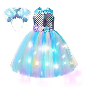 Hot Bán Led Light-Up Nàng Tiên Cá công chúa tutu ăn mặc Halloween cosplay trang phục thiết lập cho trẻ em cho ăn mặc bên - Product Image 5