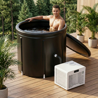 Système de refroidissement portable pour mini-bain de glace |   Refroidisseur d'eau compact blanc avec baignoire pliable pour la thérapie par le froid et la récupération