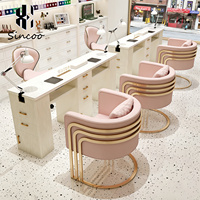 Ensemble table et chaise de manucure moderne en bois blanc et métal, table de salon de beauté de luxe pour une seule personne, durable et écologique