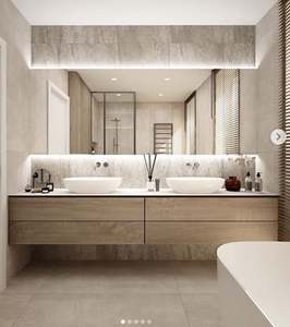 High Quality Custom-Made Modern Floating <b>Bathroom</b> Wooden Vanity with <b>LED</b> Mirror | Double Basin Wall Mounted <b>Cabinet</b> - Product Image 1