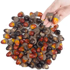 Home Autumn Decor DIY dekoratives lebensechtes Leben wie Simulations früchte Requisiten Fake Nutty Artificial Acorn mit natürlicher Eichel kappe