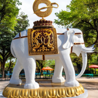 Escultura de Estatua de fibra de vidrio de resina de elefante Animal de fibra de vidrio paisaje colorido personalizado para exteriores grande para centro comercial o parque