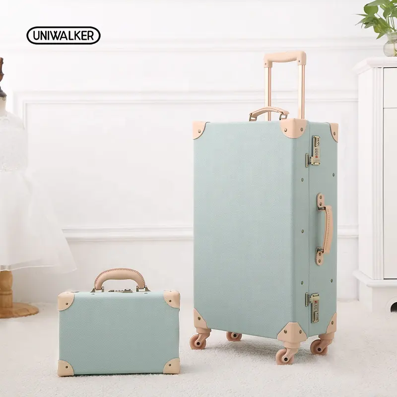 Fashion Fabric Rolling Trolly Koper Retro Perjalanan Ringan Bagasi Mobil Vintage Case Luggage Carry Pada