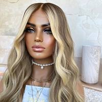 Perruques Lace Frontal Blond Balayage avec Mèches, Cheveux Européens Vierges Bruts à Cuticules Alignées, Perruques Lace Front pour Femmes