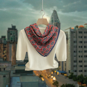 Custom <b>Silk</b> Screen Printed Horse Bit Pattern Square <b>Scarf</b> 50cm Satin <b>Silk</b> Muslim Women Fashion Accessory for Wedding Daily Wear - Product Image 5
