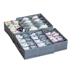 Best Choice Rectangle Non-woven Folding Drawer Separated 4 Sets Storage Box Clothing Organizer