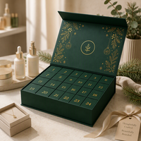 Boîte de calendrier de l'avent rigide personnalisée en carton épais avec fermeture à 24 tiroirs pour emballage cadeau et branding des fêtes