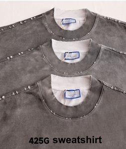 T-shirts à manches longues surdimensionnés pour hommes, personnalisés, style streetwear, teints aux pigments, délavés, effet soleil, usés, 425 GSM - Product Image 1