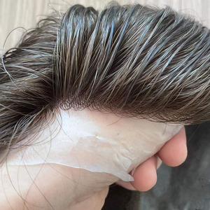 Rambut Palsu Berkualitas Tinggi dengan Lace dan Kulit, Prostesis Rambut Asli untuk Pria - Product Image 1