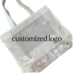 High Quality Custom Embroidered Beena's TT02 30x40cm Tote Handbag PU Polyester <b>Large</b> Capacity Reusable Fashion Shoulder Open - Product Image 1