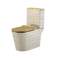 WC monobloc rétro doré, électroplaqué, à chasse d'eau rapide (Tornado), économie d'eau 4,5 L, facile à nettoyer