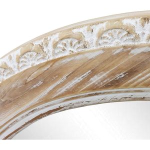 Parisloft 29.5 "รอบผนังกระจกกับกรอบแกะสลักบ้านไร่กระจกไม้วงกลมสำหรับห้องนั่งเล่น, ห้องนอน, ห้องครัว, - Product Image 3