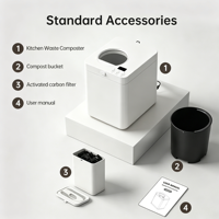 Composteur de déchets alimentaires électrique domestique en acier inoxydable de 2,5 litres, réduction du bruit de 37 dB, sans odeur, recyclage des aliments en 4 à 6 heures