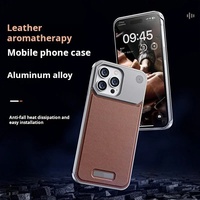 Coque de téléphone magnétique en cuir d'aluminium 2in1 pour iPhone 13 14 15 Pro Max coque d'aromathérapie sans cadre en métal housse antichoc