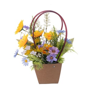 Décoration murale en panier de marguerites artificielles CallaFloral, tissu tissé en plastique, décoration de mariage à domicile CF01466 - Product Image 5