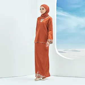 2022Baju Kurung modern kadınlar bayanlar moda nakış Baju Kurung ve Baju Melayu malezya müslüman