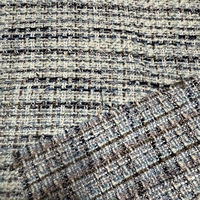 Tela Tweed Azul y Blanca Ecológica de 413 g/m², 100% Poliéster, con Hilo Metálico Dorado para Abrigos de Invierno de Lujo, SDD-10328