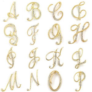 Broche de Moda con <span class=keywords><strong>el</strong></span> Alfabeto Inglés, Incrustado con Diamantes de Imitación, Broche de Aleación, Accesorio de Ropa Simple, Pin - Product Image 2