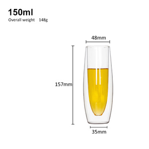 <span class=keywords><strong>Vetro</strong></span> a doppio strato borosilicato resistente al calore, <span class=keywords><strong>vetro</strong></span> champagne creativo, <span class=keywords><strong>vetro</strong></span> trasparente isolato per uso domestico - Product Image 6