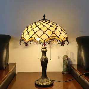 Lámpara de Mesa de Estilo Europeo con Base de Resina y Diseño de Cuentas de Vidrio Teñido de 16 Pulgadas para Sala de Estudio, Comedor, Sala de Estar - Product Image 2